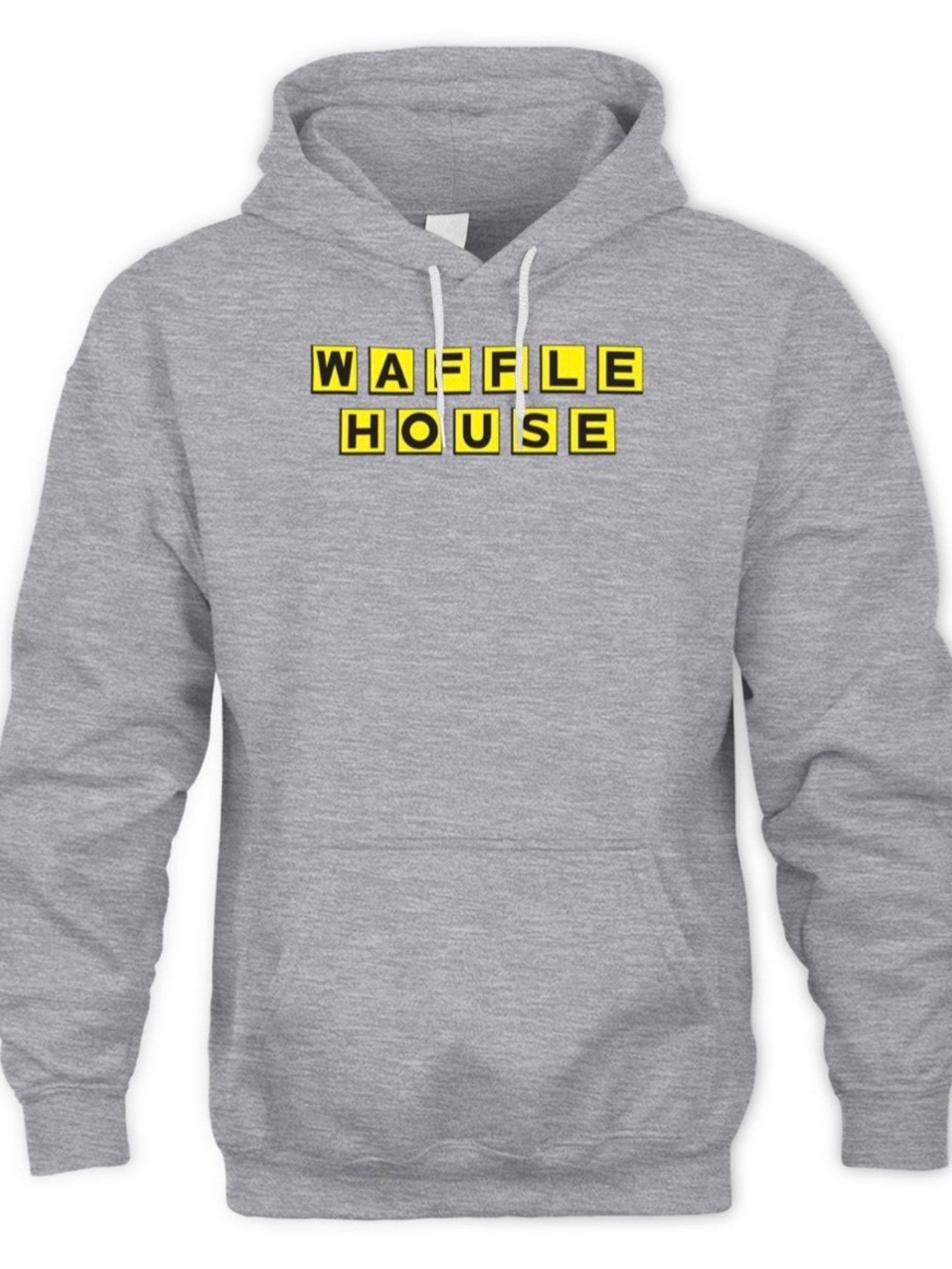 Waffle House Heather Gray Hoodie by Gildan with Yellow & Black Logo, Size XL🌻